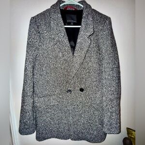 Banana Republic Black and White Herringbone Wool Blend Blazer